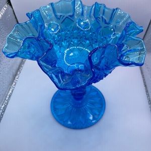 Fenton Cobalt blue Ruffled Edge pedestalCandy Dish
